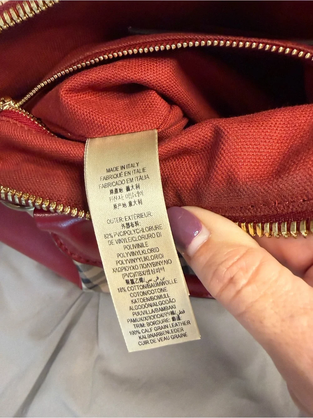 Burberry Haymarket Check Small Blaze Satchel – Military Red